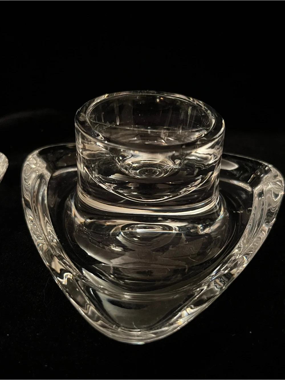Cristalleria COLLE Italian Pair of Crystal Triangular Candle Holders